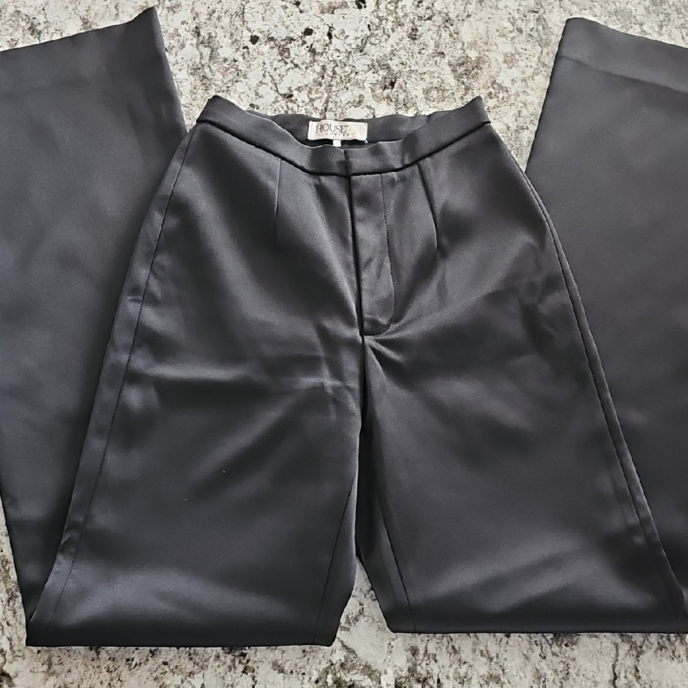 House of CB Black Satin Trousers XS